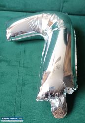 Srebrny balon foliowy do zawieszenia 7 lat - Obrazek 1