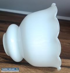 Biały szklany klosz  PRL - Obrazek 2