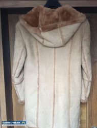 Beżowa kurtka płaszcz  kożuch MIMAR 40 - Obrazek 2