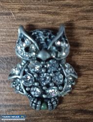 Sowa ozdobna z cykoriami vintage broszka - Obrazek 1