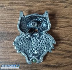 Sowa ozdobna z cykoriami vintage broszka - Obrazek 2