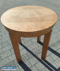 Stolik okrągły drewniany z PRL - Obrazek 1