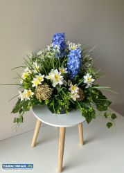 Wiosenny stroik na cmentarz - ręcznie wykonany - Obrazek 1