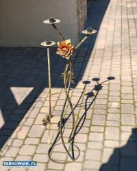 Stary świecznik stalowy, kuty - Obrazek 4