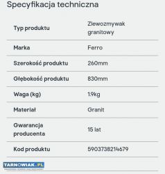 Nowy zlew ferro mezzo ii - Obrazek 2