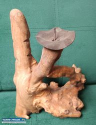 Drewniany świecznik, rzeźbiony w drewnie - Obrazek 2