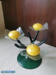 Świecznik szklany , zielony, na 3 świeczki wys. 15 - Obrazek 2