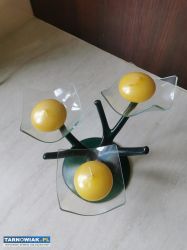 Świecznik szklany , zielony, na 3 świeczki wys. 15 - Obrazek 3