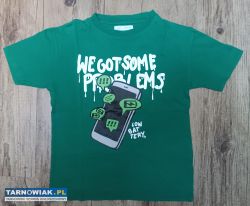Koszulka T-Shirt We got some problems zielona Zara - Obrazek 1