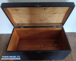 Czarny drewniany masywny kufer emo goth grunge - Obrazek 3