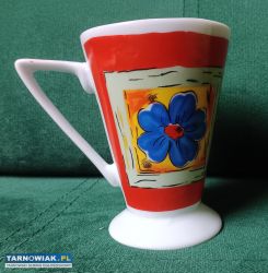 Ceramiczny kubek w kwiaty na nóżce retro vintage - Obrazek 1