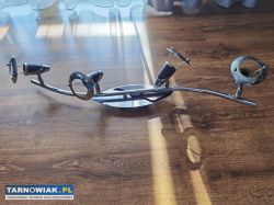 Lampa chrom drewno 4 żarówki - Obrazek 2
