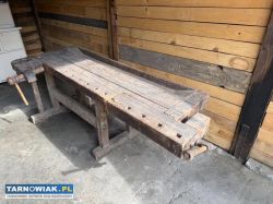 Drewniany stół warsztatowy stolarski antyczny - Obrazek 3