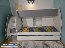 Łóżko piętrowe 2-osobowe ze schodami i szufladami - Obrazek 1