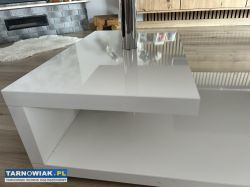 Nowoczesny biały stolik kawowy z efektownym szkłem - Obrazek 2